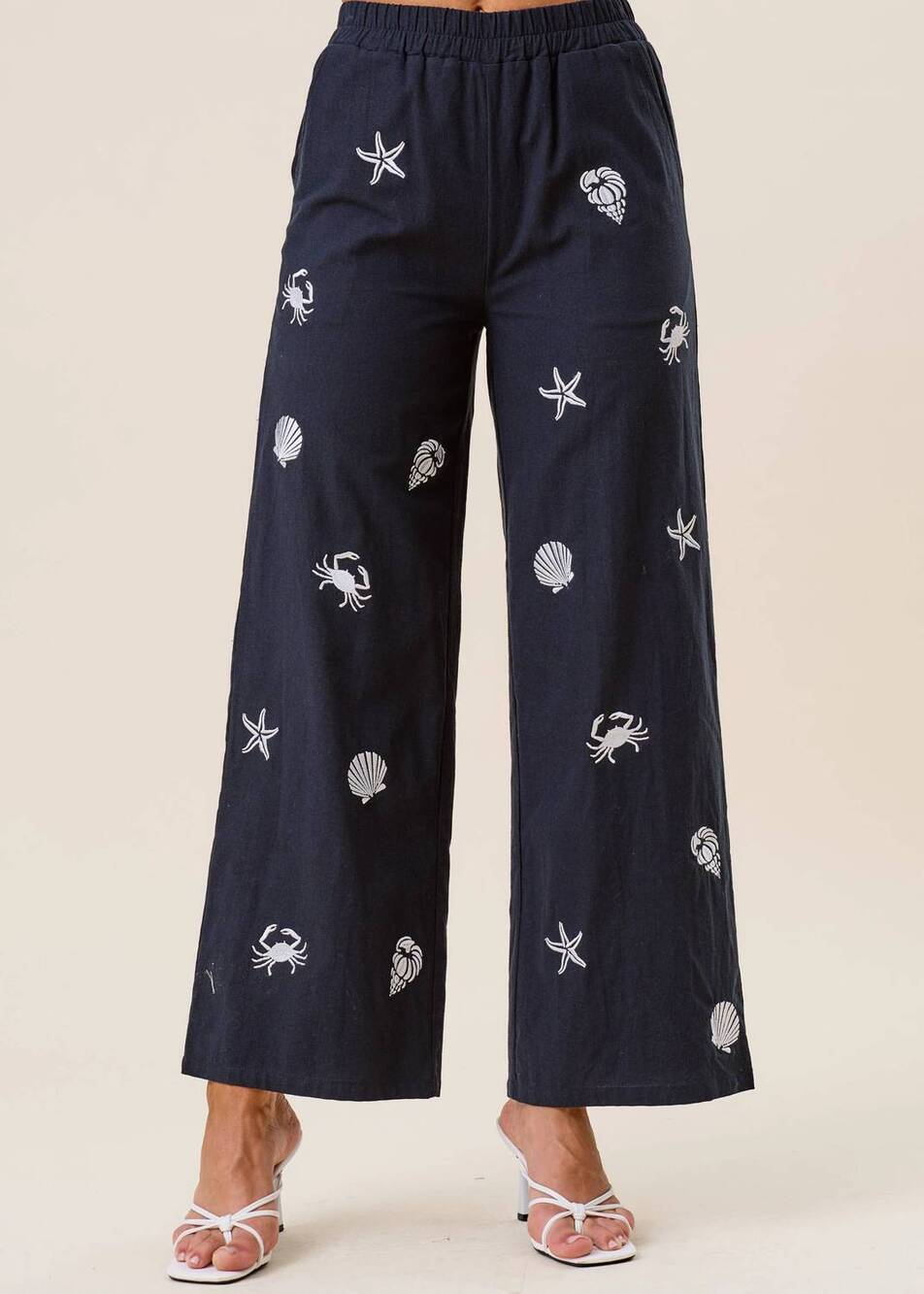 NEW ABLE shelly embroidered pants in navy